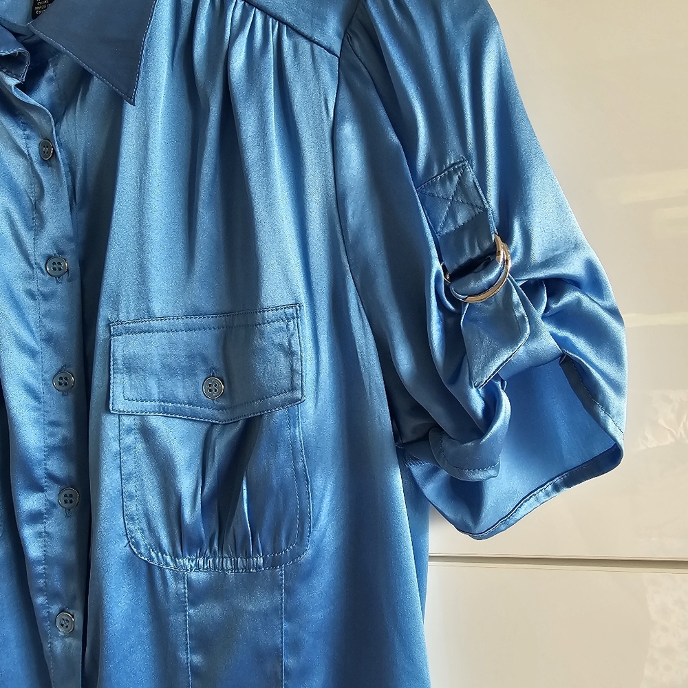 Stunning Azure Blue Silk Top - Picture 5 of 12